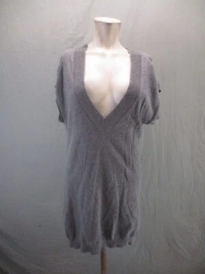 Velvet Size M Womens Gray 100% Cashmere Plunge Short Sleeve Knit Short Dress 833 - Image 1 of 4