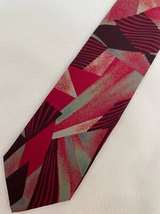 Pierre Balmain Couture Geometric Silk Necktie Red XL - Picture 1 of 4
