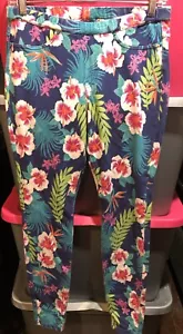 Hue Tropical Print Pull on Jeggings Size Medium - Picture 1 of 5