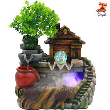 Indoor Rockery Fountain Waterfall Feng Shui Water Sound Desktop Decorat With LED