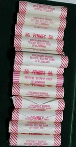 Rollo rojo de centavos Lincoln 1973-D BU sucursal de Cincinnati banco de reserva federal Cleveland - Imagen 1 de 4
