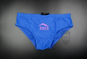 H.E.Arts design Mens 2023 swimmer logo print BLUE swim Brief size 32 CLEARANCE - Picture 1 of 7