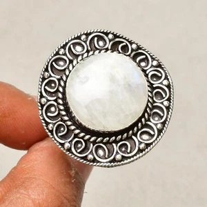 Colgante de joyería hecha a mano de plata de ley 925 con piedras preciosas de luna arco iris 6,5 - Imagen 1 de 6