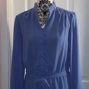 Ms. Chaus vintage blue dress with tie waist size 14 - Picture 1 of 6