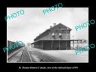 OLD LARGE HISTORIC PHOTO OF ST THOMAS ONTARIO CANADA THE RAILROAD DEPOT c1950