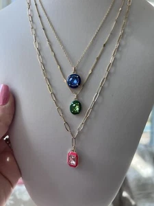 Park Lane CANDY 3 In 1 Goldtone  Necklace Crystals Enamel Blue Green Red - Picture 1 of 6