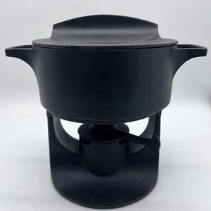 Dansk Designs BV Bertil Vallien Black Cast Iron Enamel Fondue Pot 4-Piece Set - Picture 1 of 22