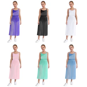 Kids Girls Dance Dress Ruffles Performance Charming Dancewear Movement Stage - Picture 1 of 85