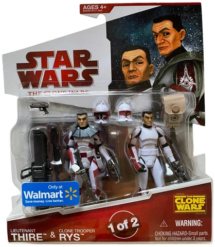 Star Wars Animated Clone Wars Lt Lieutenant Thire & Trooper Rys Figures NEW 2009 Cover