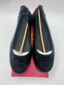 Tory Burch Women's Minnie Patent Leather Travel Ballet Flats US 10M Black - Picture 1 of 10