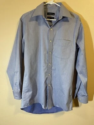 STATEMENTS Men’s Button Down Shirt Size 15 32/33 Long Sleeve Blue - Image 1 of 4
