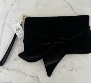 Ann Taylor Black Velour Clutch Purse with Bow  - Cocktail / Evening Bag- NWT - Picture 1 of 6