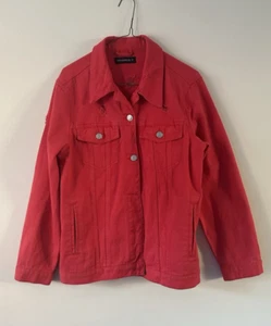 Ladies Denim Jacket Size medium 10-12 red - Picture 1 of 2