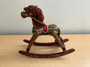 Vintage Wooden Rocking Horse Hand Carved Hand Painted - Picture 1 of 2