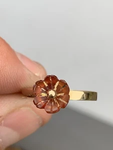 Schwerer Cluster-Ring 9 kt Gold Smaragdschliff großer synthetischer orangefarbener Saphir 6 Gramm - Bild 1 von 7