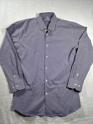 State & Liberty Shirt Mens 2XL Purple White Gingham Check Button Down Stretch - Image 1 of 4