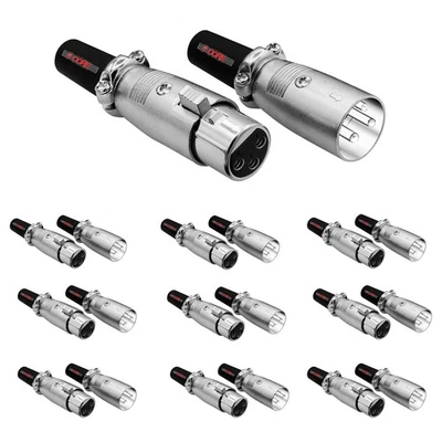5Core XLR 3 Pin Connector 20Pcs Male Female to 1/4 Audio Jack Secure Mic Plug Foto 1 de 4