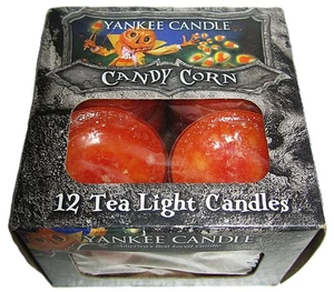 Yankee Candle Halloween Boney Bunch "CANDY CORN"~ Box of 12 Tea Lights ~RARE~NEW - Picture 1 of 2