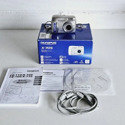 Olympus X-705 5.0MP Compact Digital Camera & Memory Card Boxed - Tested Working - Image 1 of 4