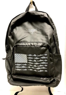 Mochila preta com estampa de bandeira dos EUA Columbia PFG Fish - Imagem 1 de 4