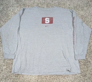 Vintage Nike Team Stanford Cardinal T Shirt Men's 2XL XXL Grey Long Sleeve Y2K - Picture 1 of 8
