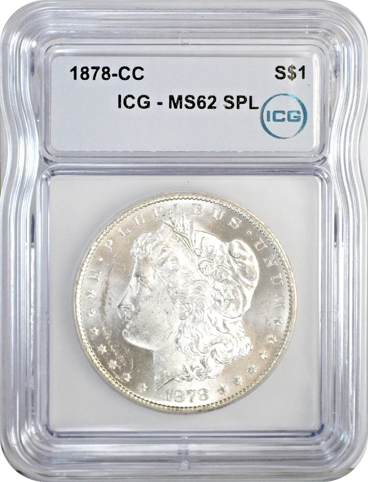 1878-CC Morgan S$1 Silver $1 Dollar ICG MS62 SPL Semi PL Proof Like - Image 1 of 3