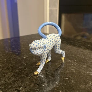 Herend Ungarn Porzellan wandelnder Affe im Netz blau Gold Akzent MAKELLOS 🔥 - Bild 1 von 12