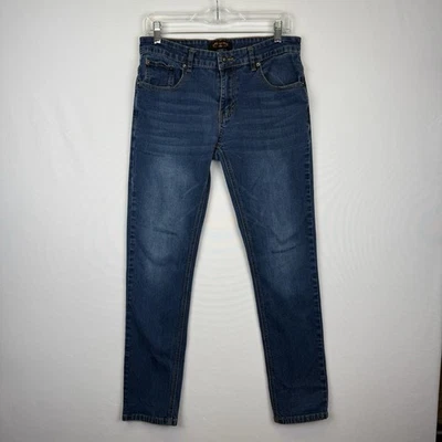 Pantalones de mezclilla Ring of Fire para hombre 31x30 calce ajustado lavado medio 5 bolsillos tiro bajo LA 1962 Foto 1 de 4