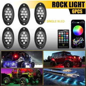6 Pods RGB LED Rock Lights Kit Underbody Neon Light Bluetooth App Remote Control - Picture 1 of 12