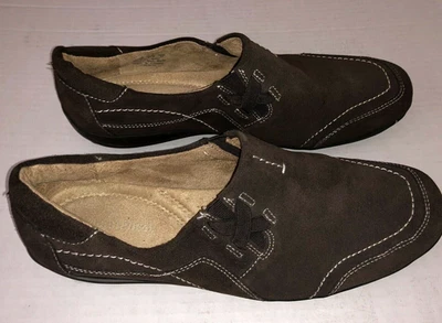 Naturalizer Brown Leather Suede Shoes Slip Ons Loafers Women's Size 10 M French - Image 1 of 4