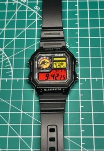 "Jurassic" | 🦖🔴🟡 | Custom CASIO AE-1200WHD | Hora Mundial | Real | Reloj MOD - Imagen 1 de 9