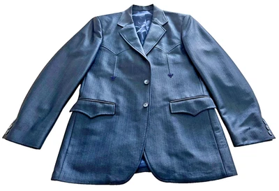 Chaqueta Blazer Circle S Western-Yoke Abrigo Deportivo Vaquero 40R Azul ¡Hecho en EE. UU.! Foto 1 de 4