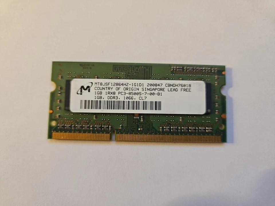 Micron 1gb PC3-8500S Laptop RAM - Image 1 of 1