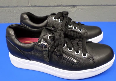 Munro TILLY Black Leather Arch Support Comfort Sneakers Zipper Lace Up Women's 7 - Image 1 of 4