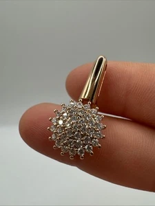 14CT ROLLED Gold Bonded Pendant White Zircons Hallmarked 585RG Elegant Gift - Picture 1 of 8
