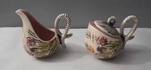 Vintage Hull Art Pottery "Blossom Flite" Creamer and Sugar Bowl ca. 1955 - Picture 1 of 8