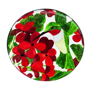 16" Glass Birdbath w/ Stand, Hummingbird - Picture 1 of 8