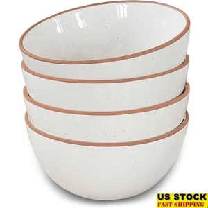 Ceramic Bowls Set of 4 Cereal Soup Salad Microwave Oven Safe Scratch Resistant - Picture 1 of 8