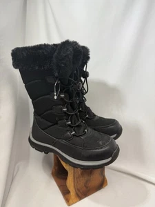 Lands End Boots Big Girls Size 1 Black Insulated Winter Snow Shoes Kids - Picture 1 of 5