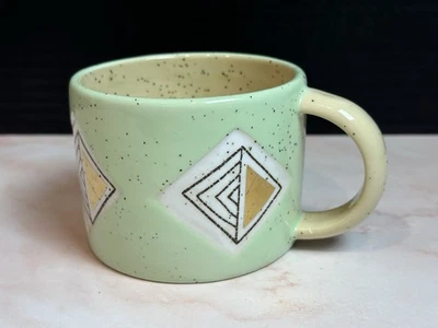 Taza geométrica Anthropologie Cathy Terepocki cerámica oro pastel taza café té Foto 1 de 4