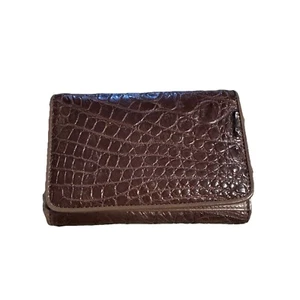 Crocodile Skin Women's Tri Fold Wallet Card Holder - Picture 1 of 5
