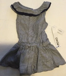 DKNY Donna Karan Baby Girl Dress Blue Pamper Bottom White 2 Piece Infant Bloomer - Picture 1 of 5