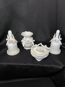 Ceramic Trinket Box, Bells, Base: Doves, Flowers - Valentine's or Wedding Day - Picture 1 of 6