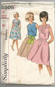 Simplicity Pattern 5505, Vintage 1964 Blouson Dress in 3 Styles, Size 16 Bust 36 - Picture 1 of 2