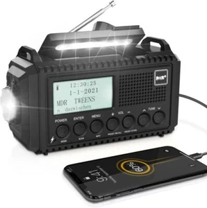 DAB/DAB+/UKW Digitalradio Mit Eingebaute 5000Mah Akku Solar Radio Notfallradio M - Bild 1 von 8