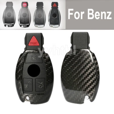 Para Mercedes Benz Real Fibra de Carbono Coche Control Remoto Llavero Cubierta Estuche Carcasa 3 Botones Foto 1 de 4