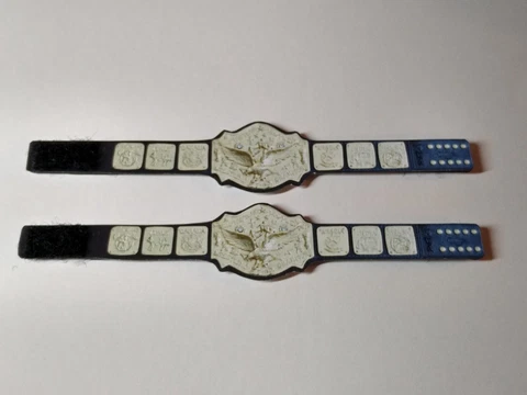 2 NWA Tag Team Custom Wrestling Figure Belts (figure not included) AWA WCW WWF Cover
