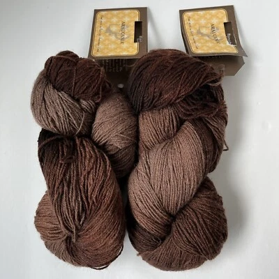 (2) Hilo ARAUCANIA RANCO pintado a mano CAFÉ MARRÓN #128, 75% lana 25% poliamida Foto 1 de 4