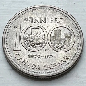 Moneta dollaro commemorativa 100 anni 1974 Canada Winnipeg - Foto 1 di 2