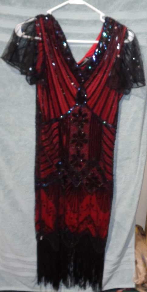 Vestido Fundaisy Gatesby Cuentas Flecos Aleta Años 20 Talla S Foto 1 de 1